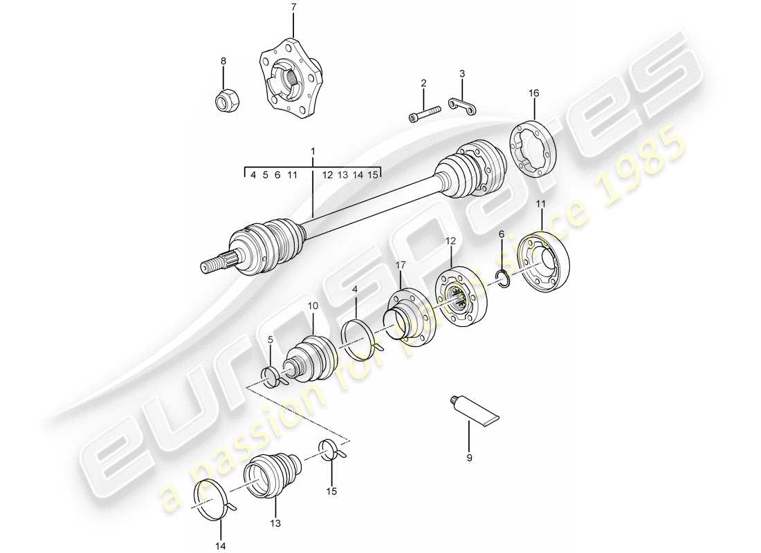 porsche 2007 (997-1) arbre de transmission schéma des pièces