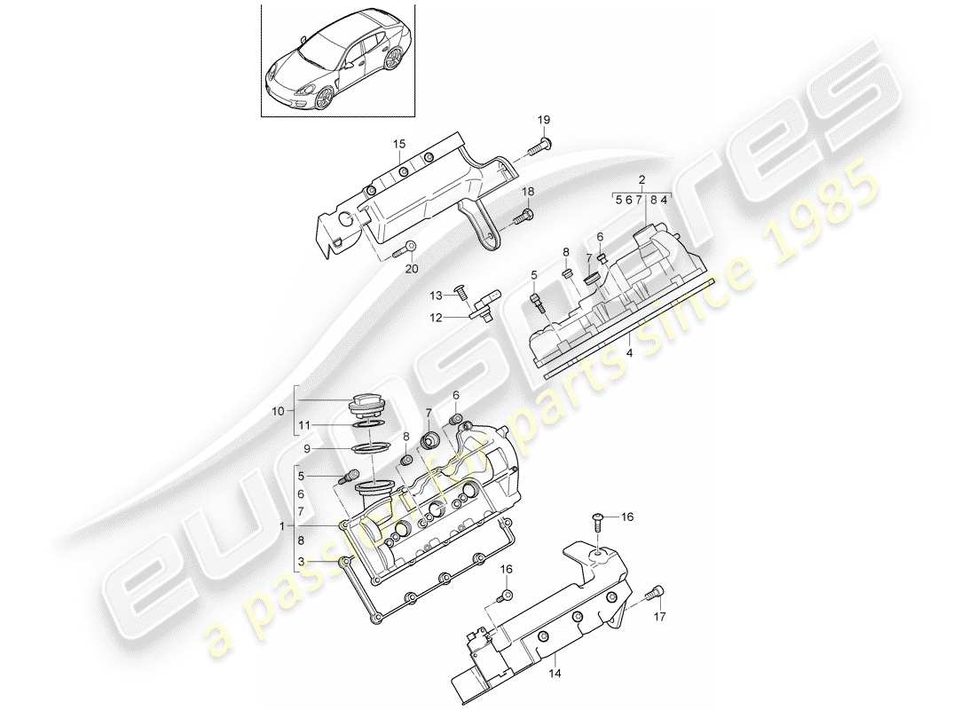 porsche 2016 (panamera 970) couvercle de soupape schéma des pièces