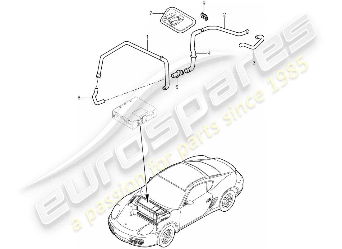 porsche 2012 (987 cayman) coffre à bagages schéma des pièces