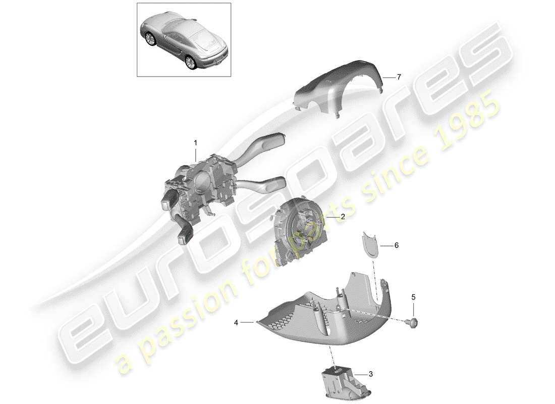 porsche 2015 (981 cayman) commutateur de colonne de direction schéma des pièces