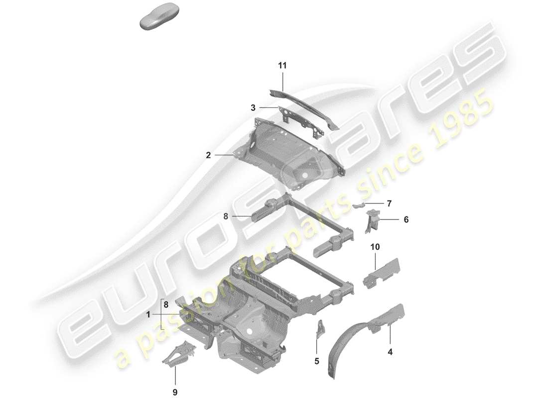 porsche 2020 (992-1) schéma des pièces arrière