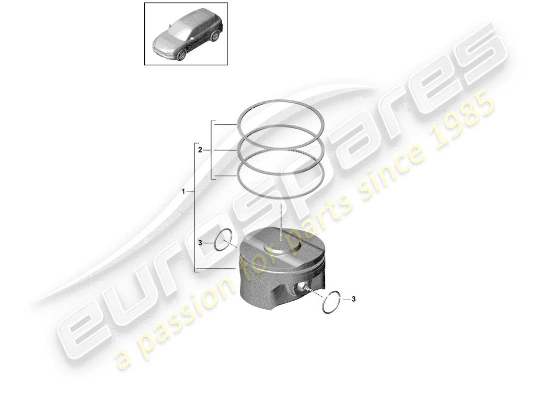 porsche 2019 (cayenne e3 9ya/9yb) piston complet schéma des pièces