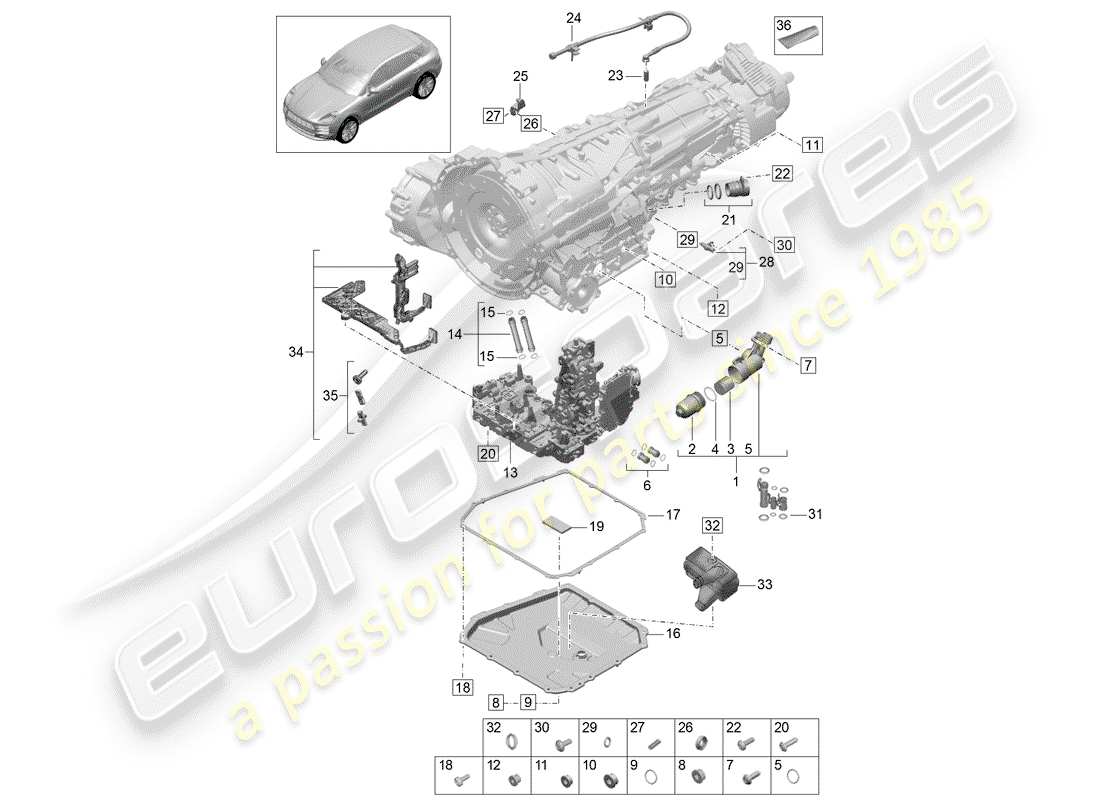 porsche 2019 (macan) -pdk-diagramme des pièces