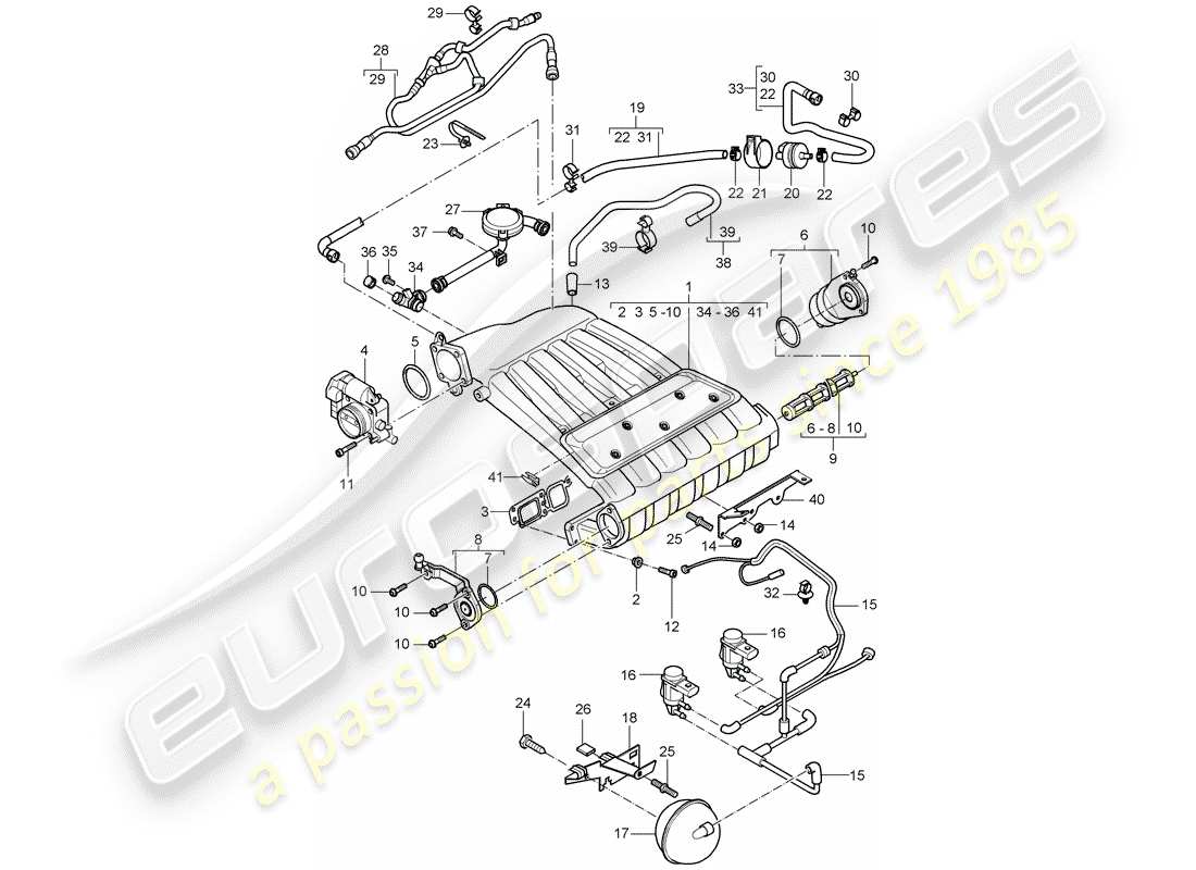 porsche 2004 (cayenne e1 9pa) collecteur d'admission schéma des pièces