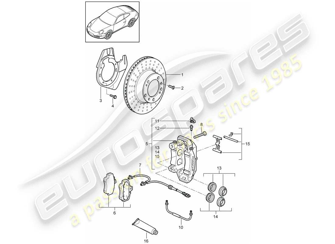 porsche 2012 (997-2) freins à disque schéma des pièces