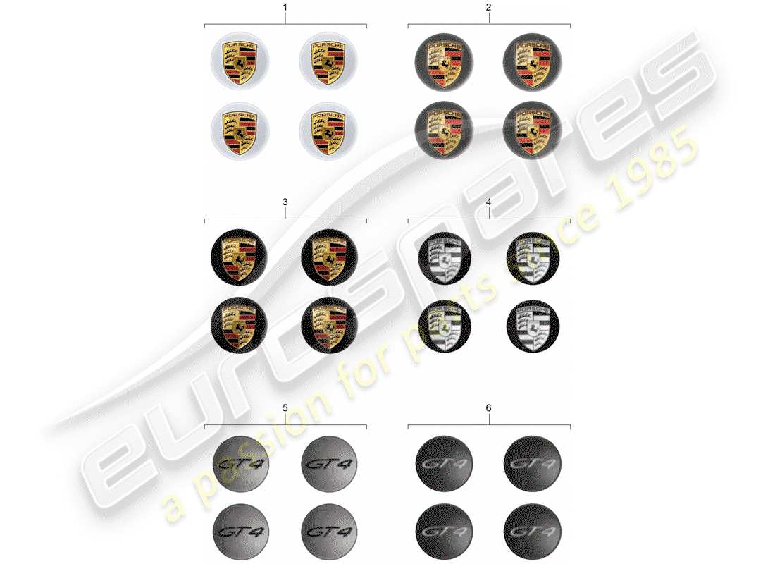 porsche 2013 (tequipment 98x/99x) enjoliveur schéma des pièces