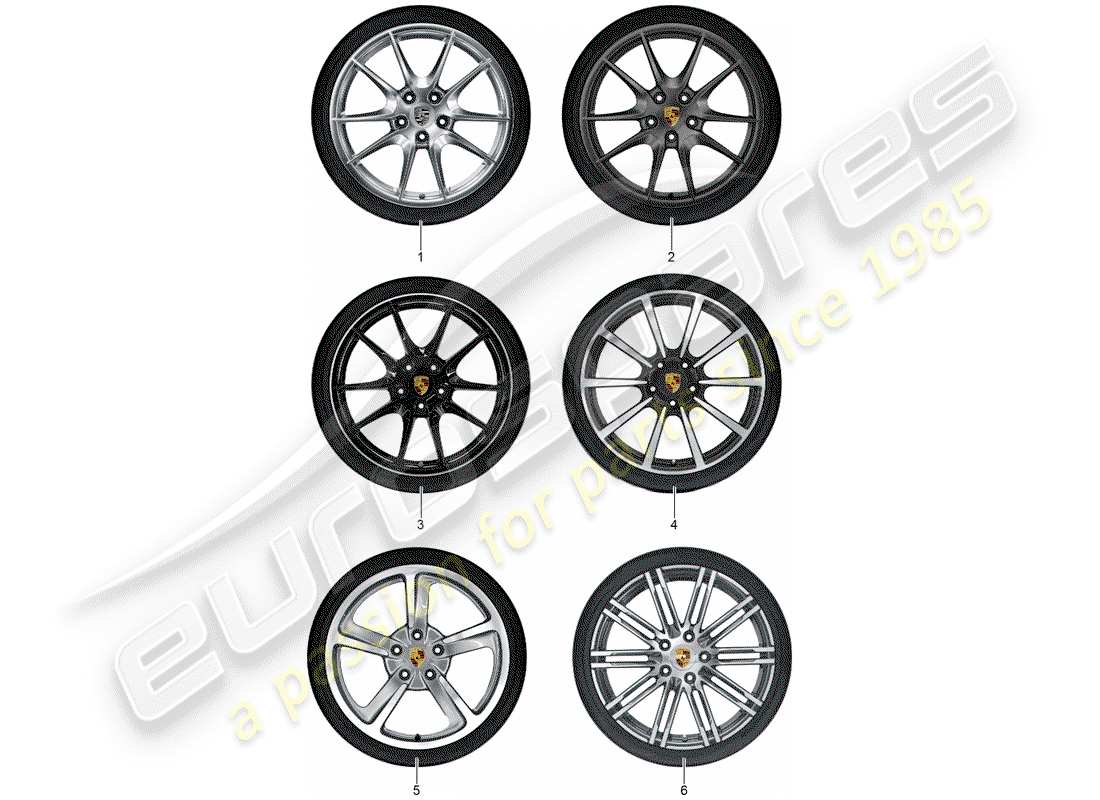 porsche 2015 (tequipment 98x/99x) 1 régler des jantes en aluminium avec schéma des pièces