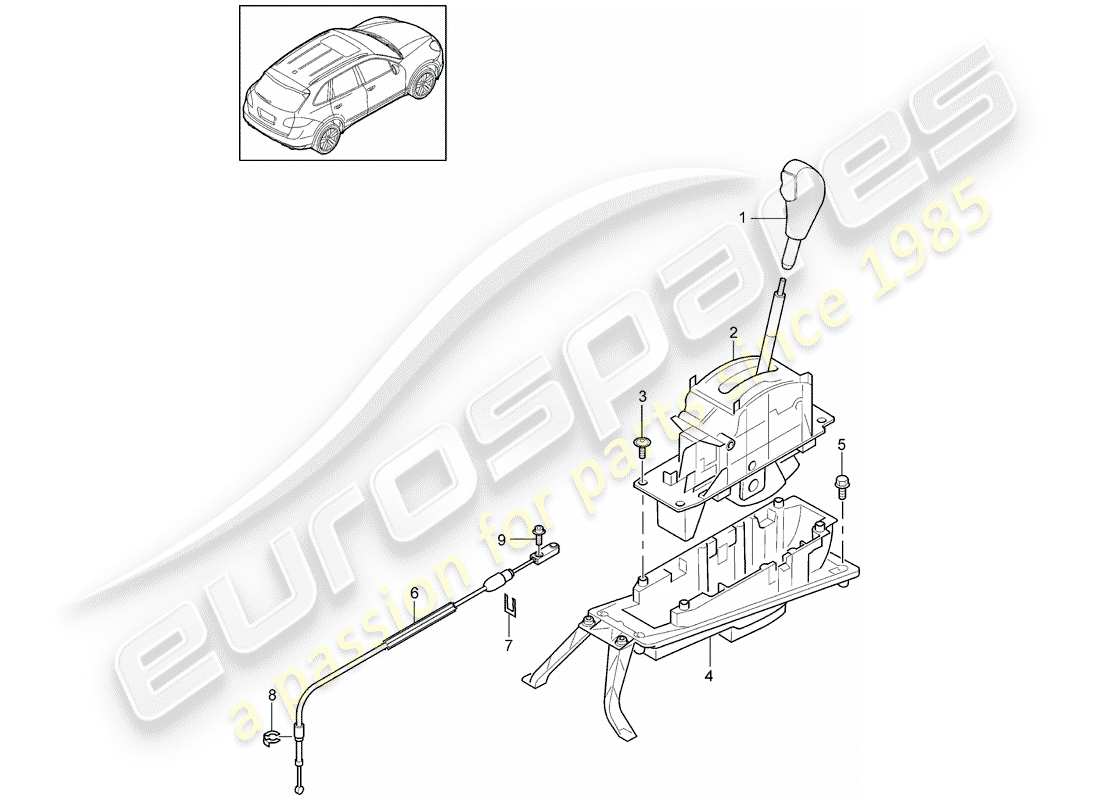 porsche 2013 (cayenne e2 92a) levier sélecteur schéma des pièces