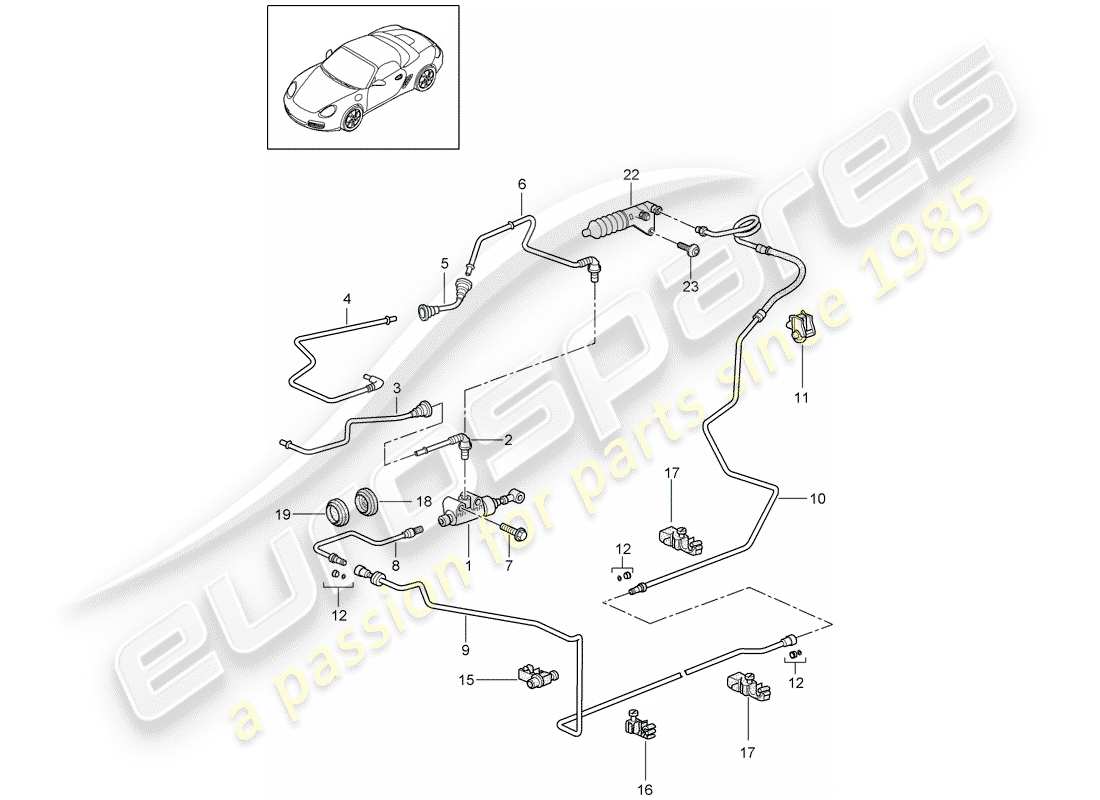 porsche 2009 (987 boxster) embrayage hydraulique schéma des pièces
