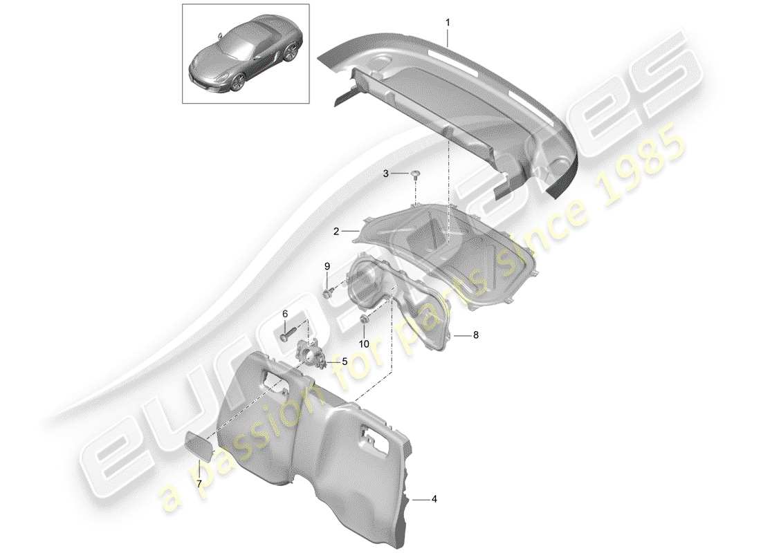 porsche 2016 (981 boxster) schéma des pièces des garnitures