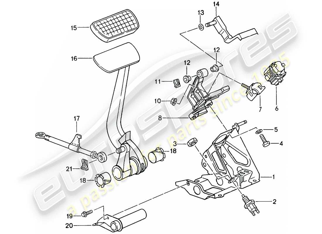porsche 1998 (993) pédales - tiptronic schéma des pièces