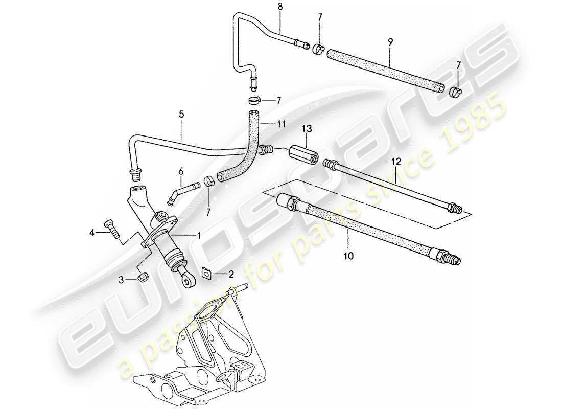 porsche 1998 (993) embrayage hydraulique - fonctionnement - maitre-cylindre d'embrayage schéma des pièces