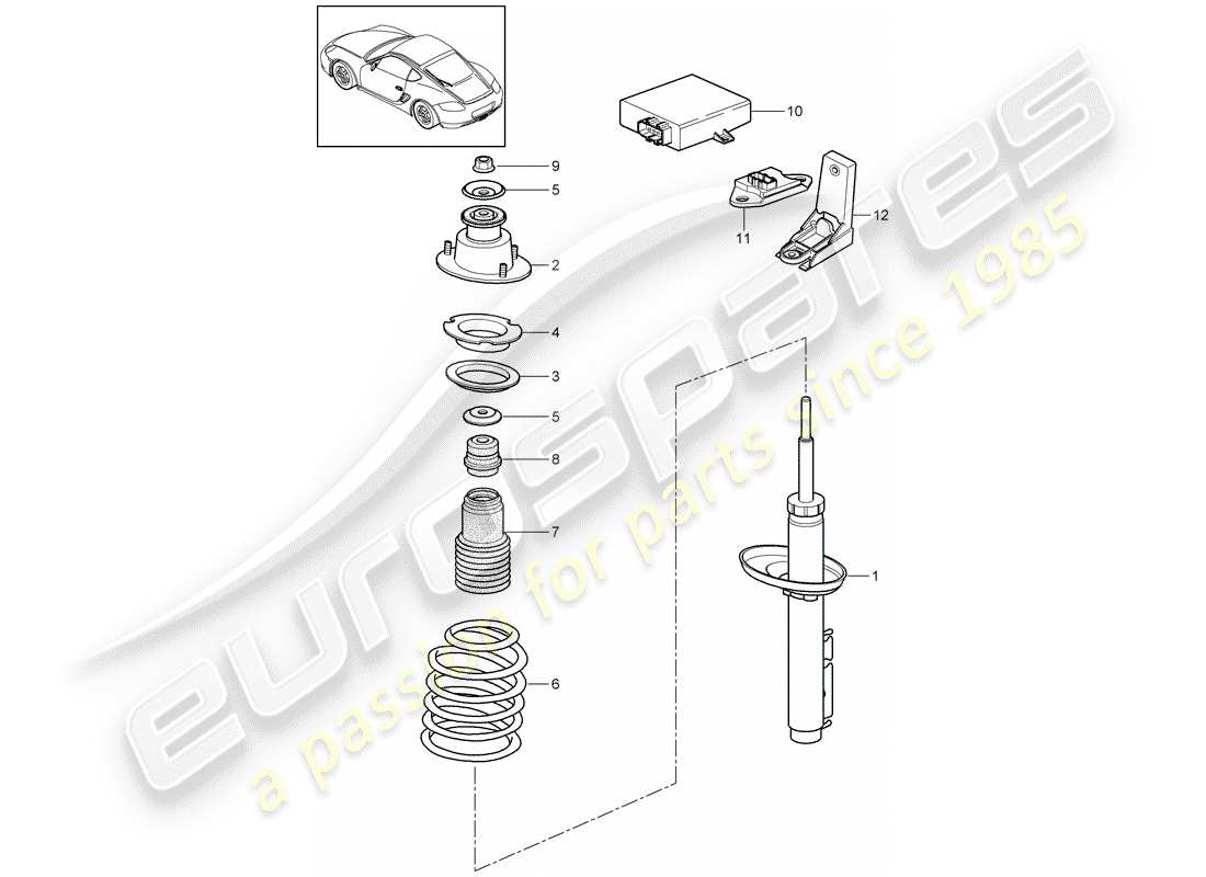 porsche 2012 (987 cayman) amortisseur schéma des pièces