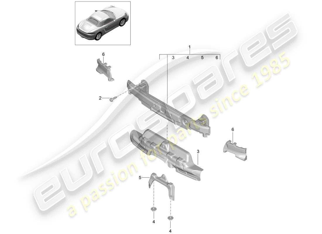 porsche 2020 (718 boxster) support de pare-chocs schéma des pièces