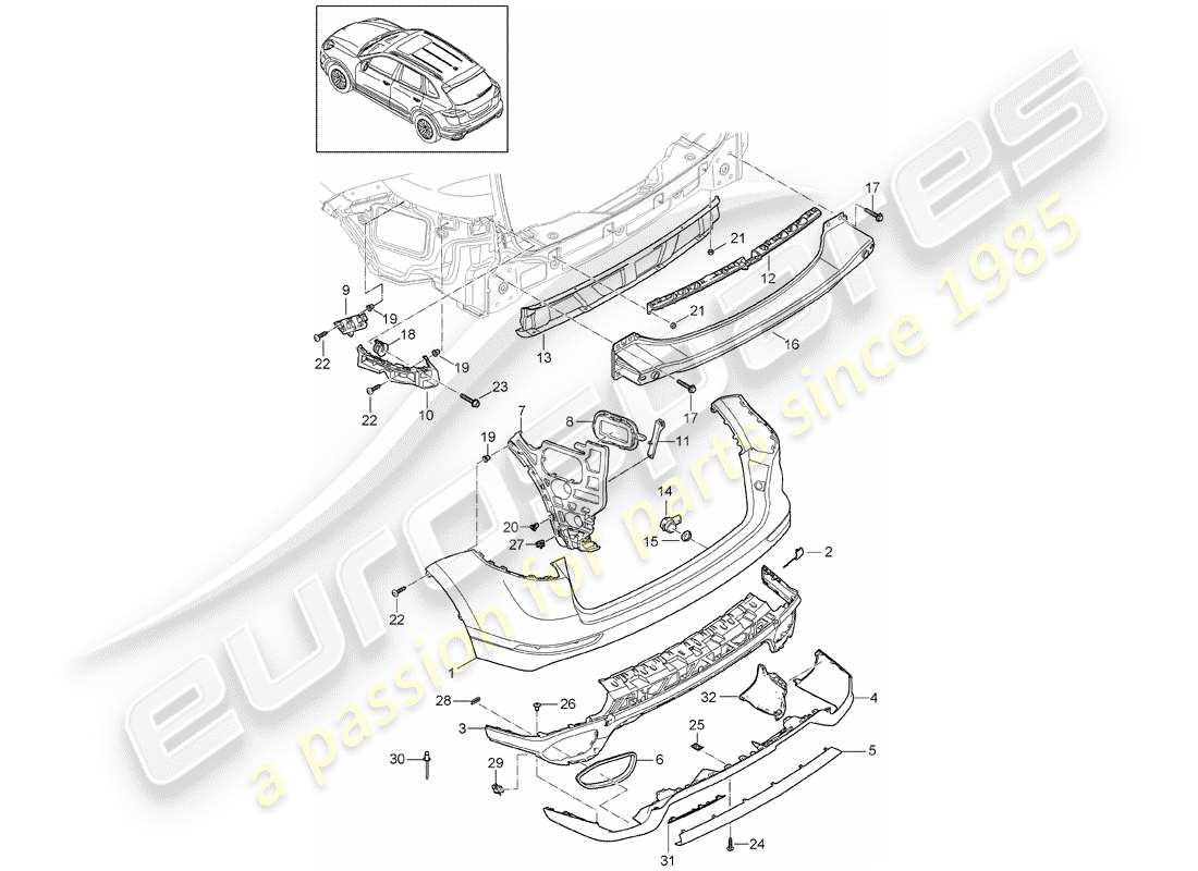 porsche 2016 (cayenne e2 92a) garniture schéma des pièces