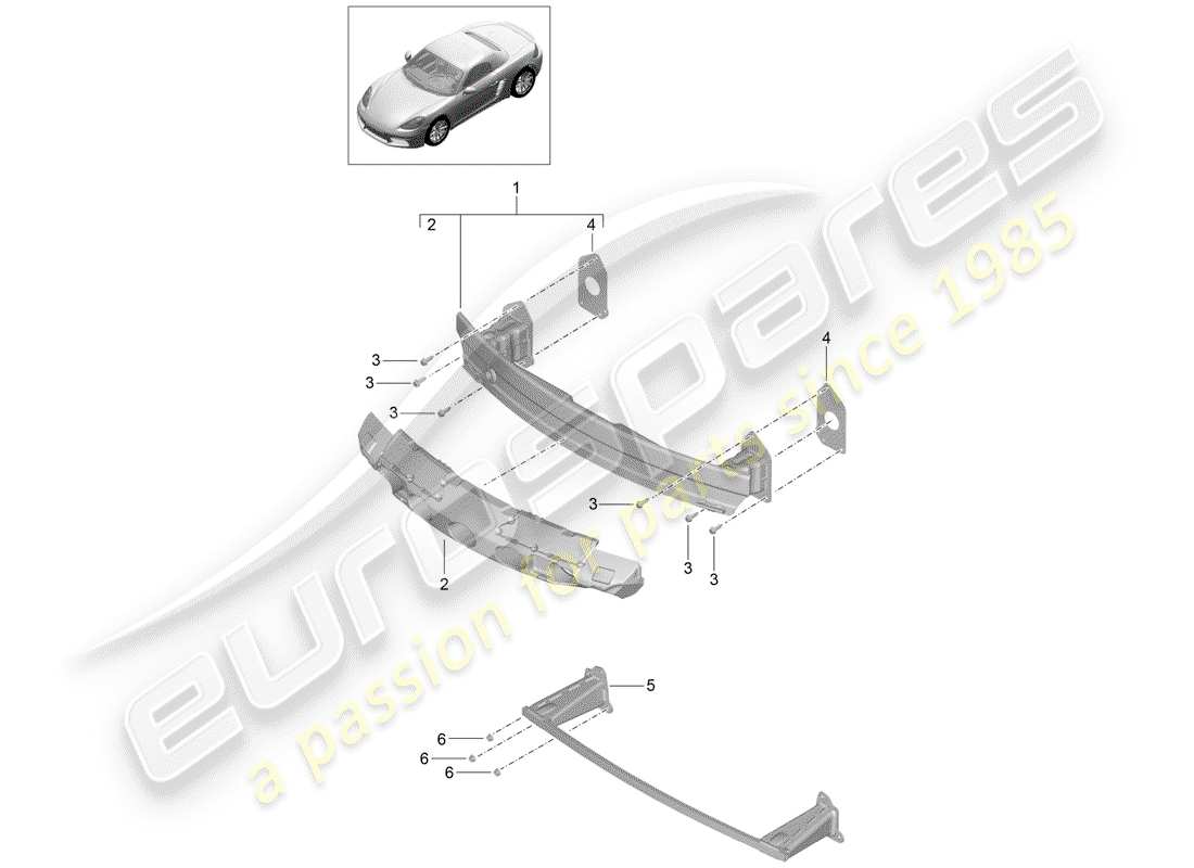 porsche 2020 (718 boxster) support de pare-chocs schéma des pièces