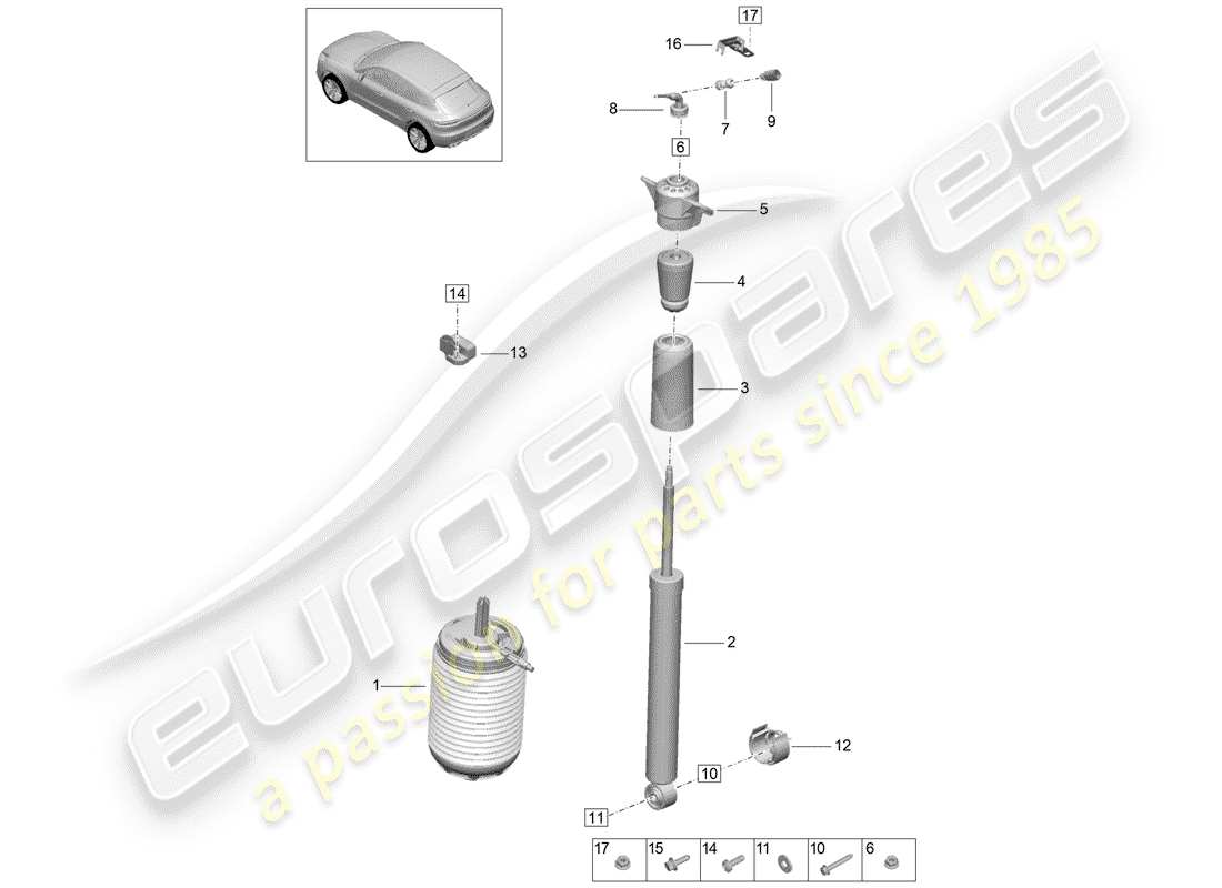 porsche 2019 (macan) suspension pneumatique schéma des pièces