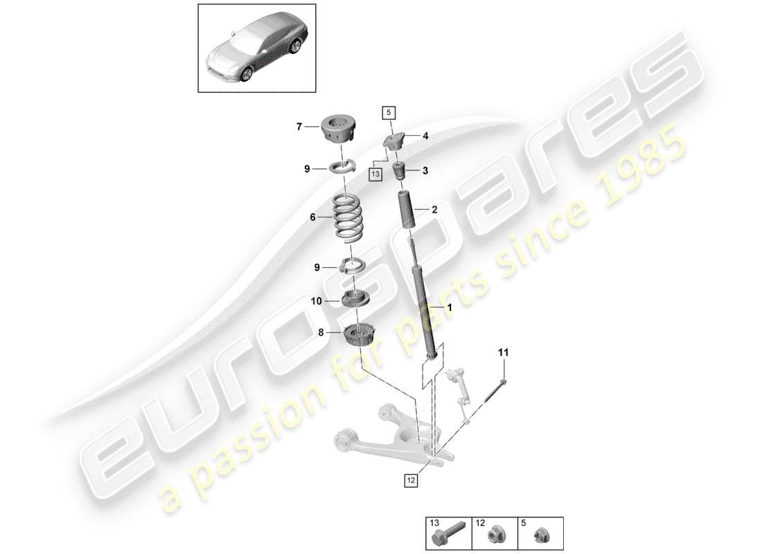 porsche 2017 (panamera 971-1) schéma des pièces de suspension