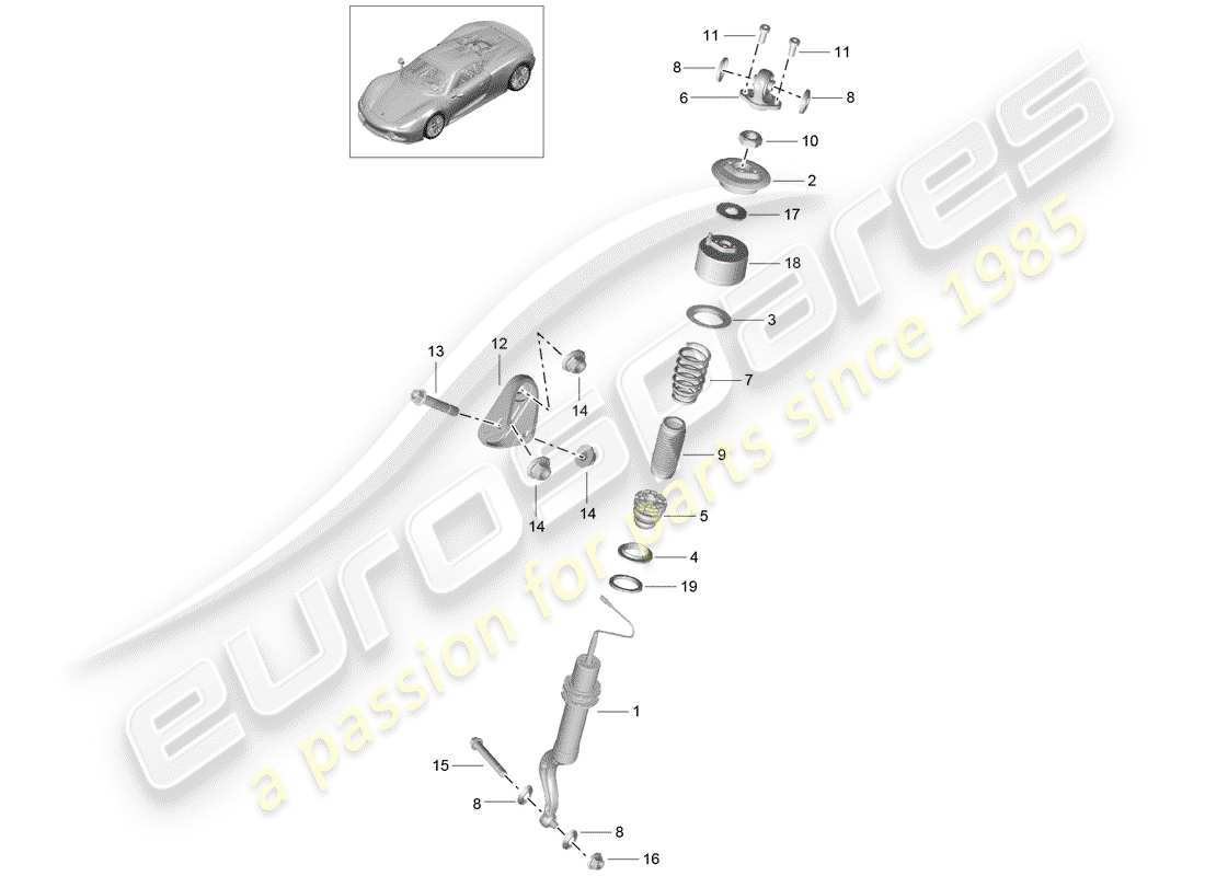 porsche 2015 (918 spyder) schéma des pièces de suspension