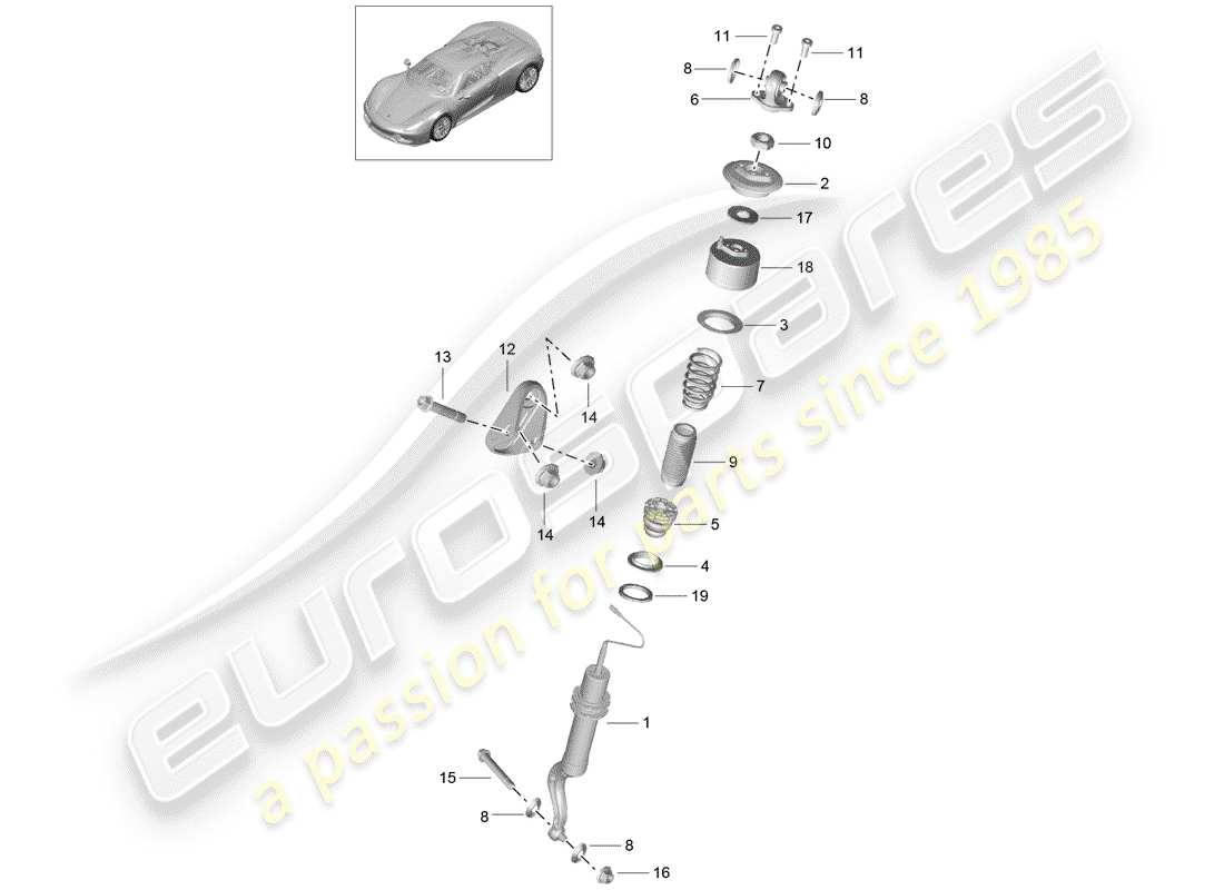 porsche 918 spyder (2015) schéma des pièces de suspension
