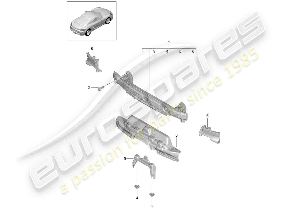 porsche 2020 (718 cayman) support de pare-chocs schéma des pièces