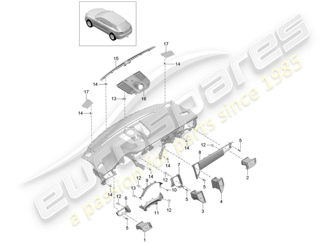 porsche 2014 (macan) accessoires schéma des pièces