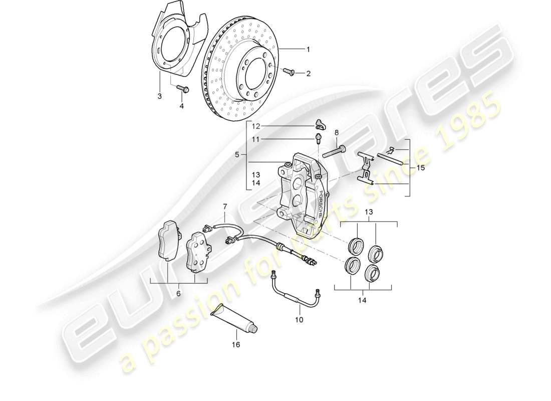 porsche 2000 (986 boxster) frein à disque essieu avant schéma des pièces