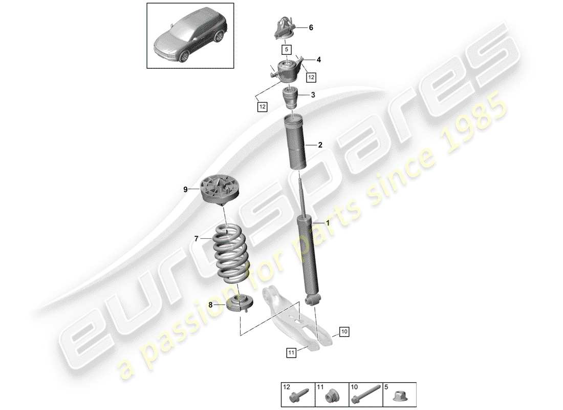 porsche 2020 (cayenne e3 9ya/9yb) amortisseur schéma des pièces