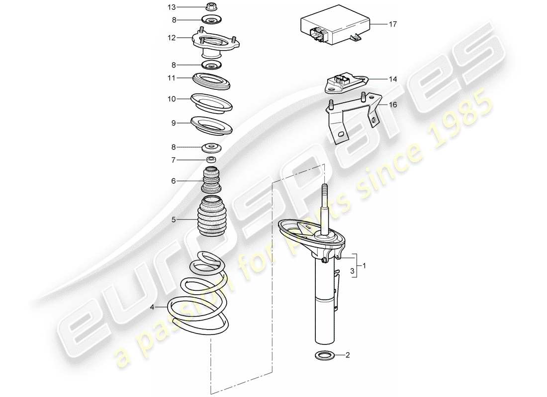 porsche 2008 (997-1 turbo / gt2) suspension schéma des pièces