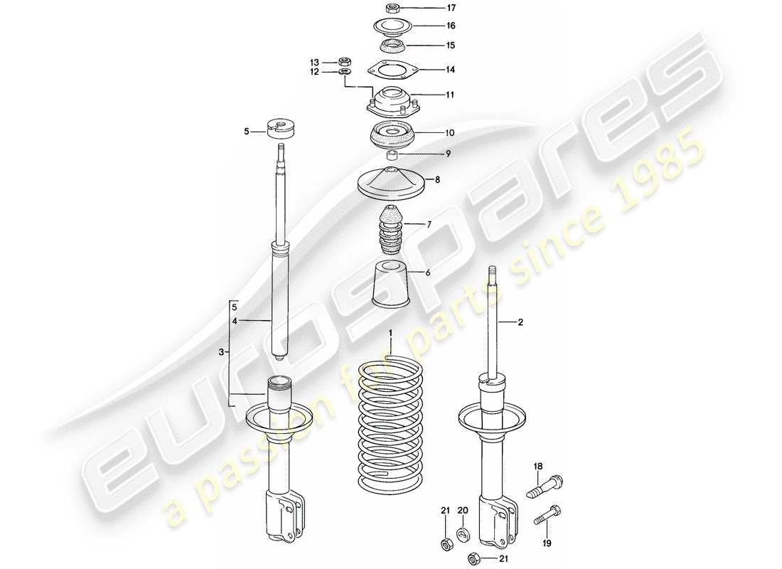 porsche 1988 (944) suspension - amortisseur schéma des pièces