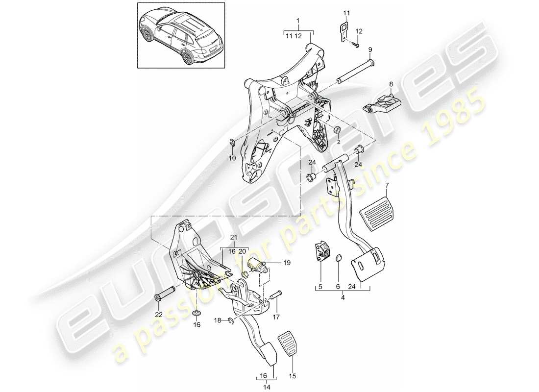 porsche 2016 (cayenne e2 92a) pédales schéma des pièces