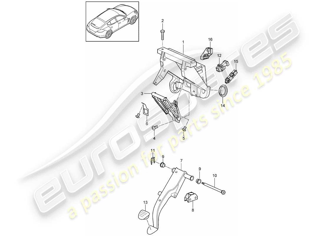 porsche 2010 (panamera 970) schéma des pièces des pédales