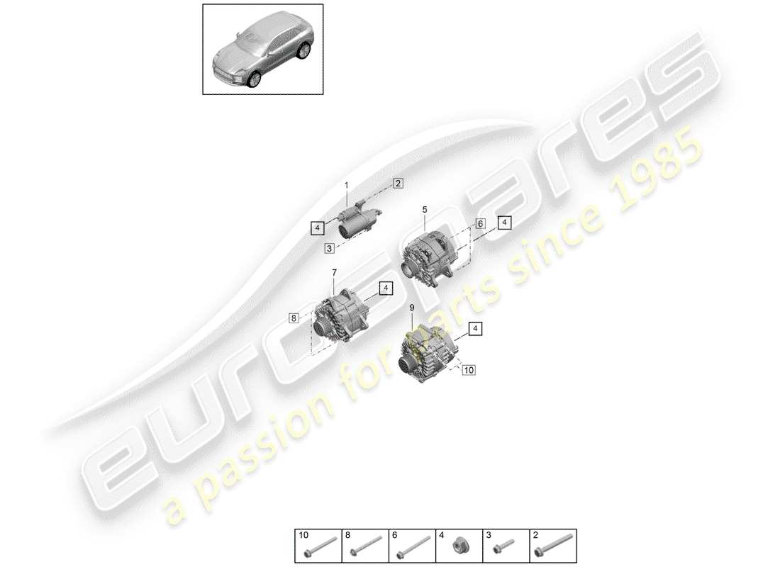 porsche 2019 (macan) entrée schéma des pièces