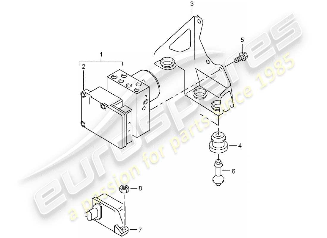 porsche 2003 (cayenne e1 9pa) unite hydraulique schéma des pièces