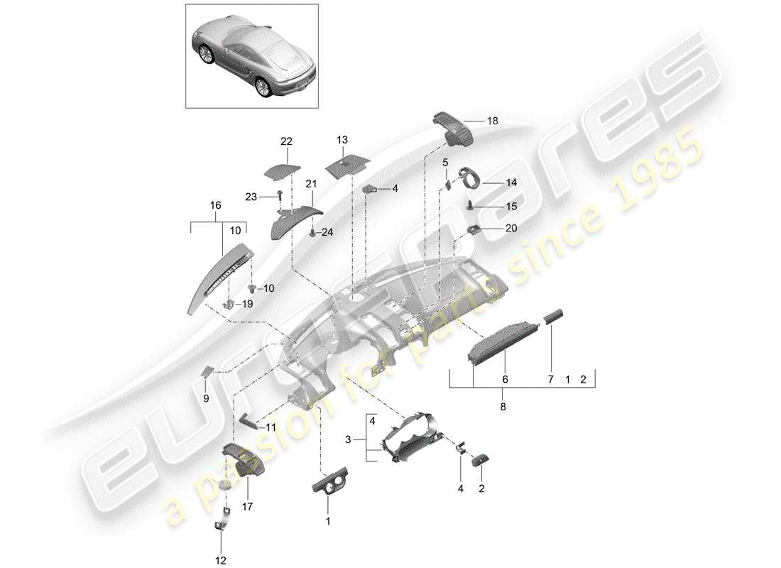 porsche 2015 (981 cayman) accessoires schéma des pièces