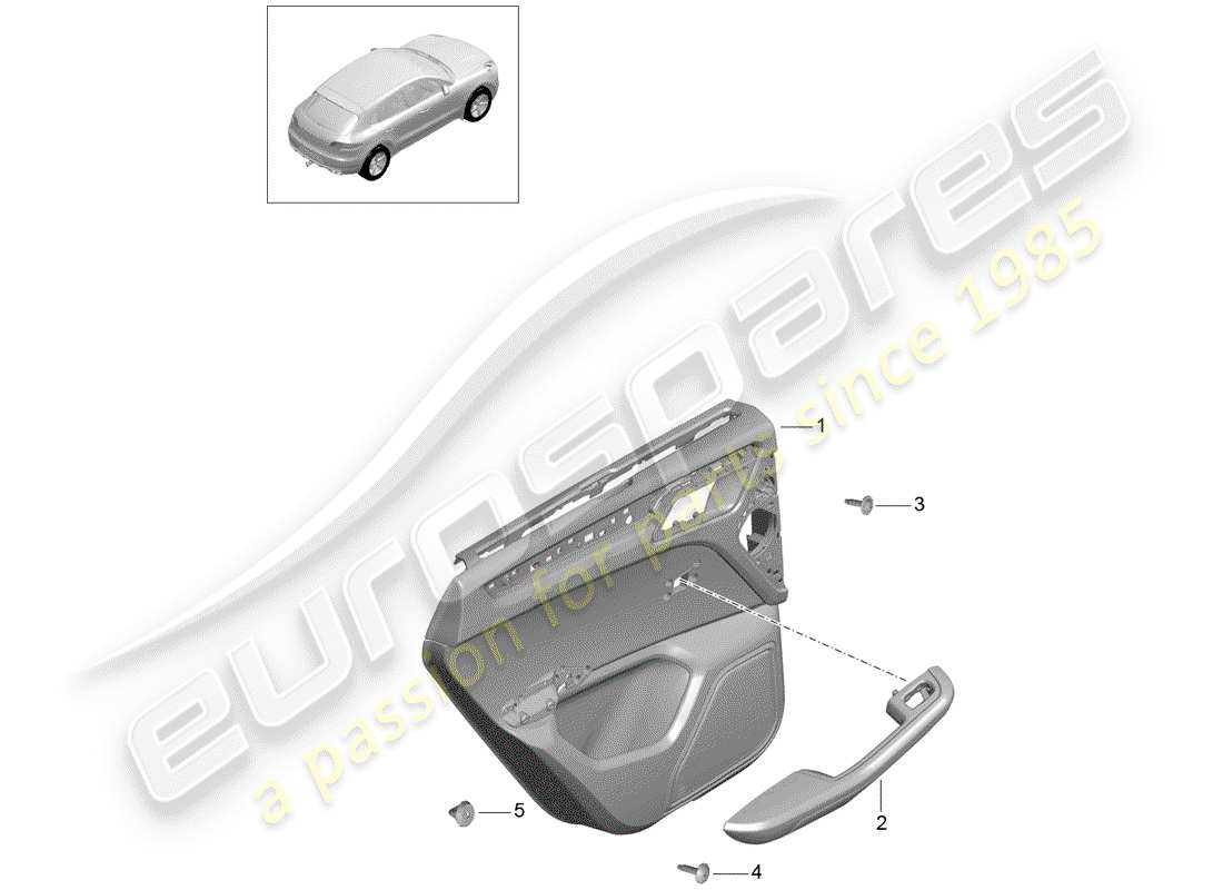 porsche 2014 (macan) panneau de porte schéma des pièces