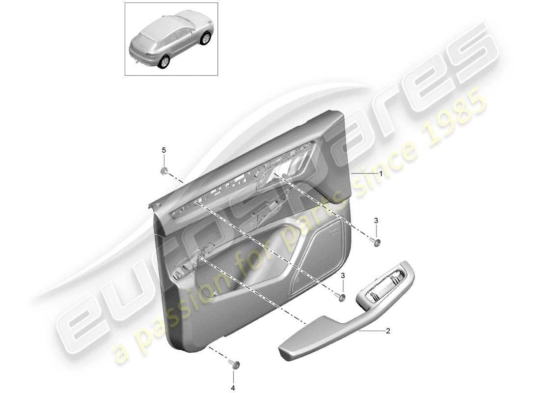 porsche 2017 (macan) panneau de porte schéma des pièces
