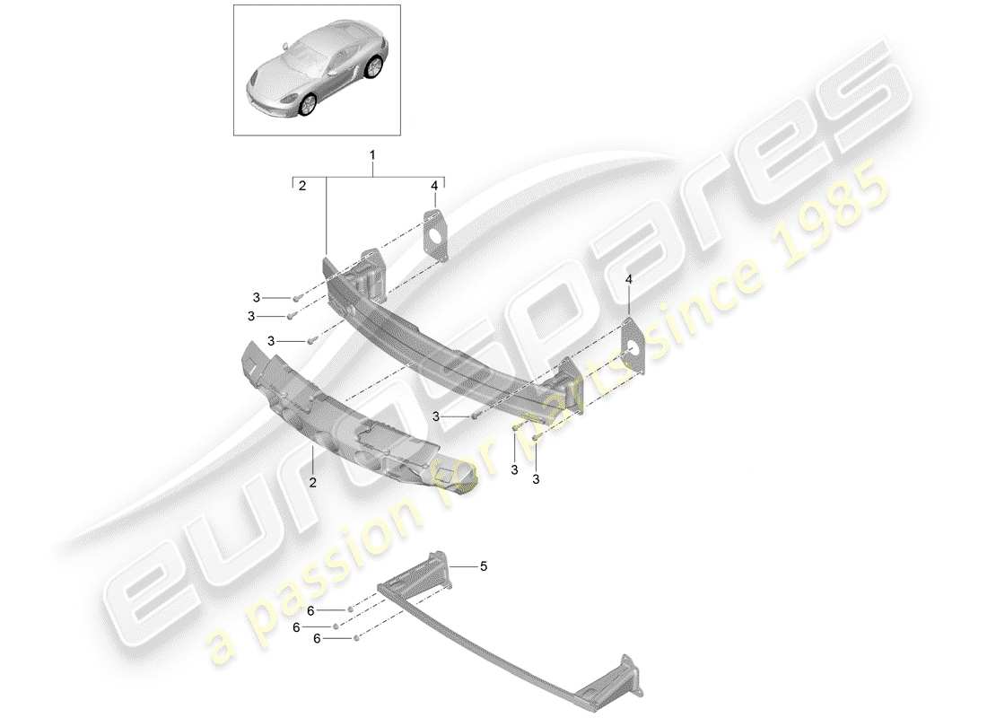 porsche 2019 (718 cayman) support de pare-chocs schéma des pièces