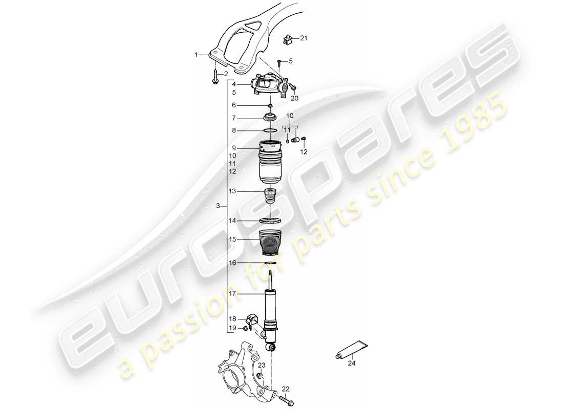 porsche 2008 (cayenne e1 9pa) schéma des pièces de suspension