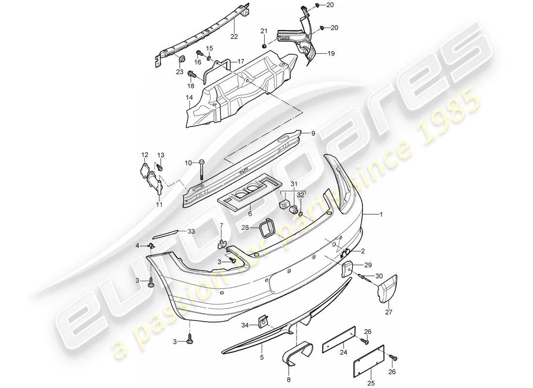 porsche 2009 (987 cayman) pare-chocs schéma des pièces