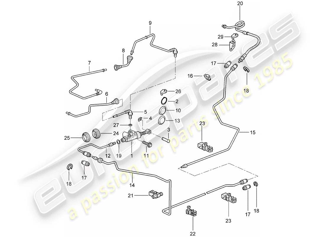 porsche 2007 (987 cayman) embrayage hydraulique schéma des pièces