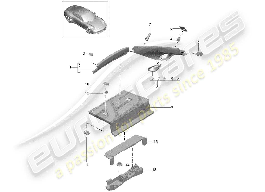 porsche 2015 (991-1) garnitures schéma des pièces