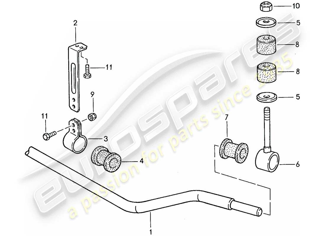 porsche 1990 (944) schéma des pièces du stabilisateur