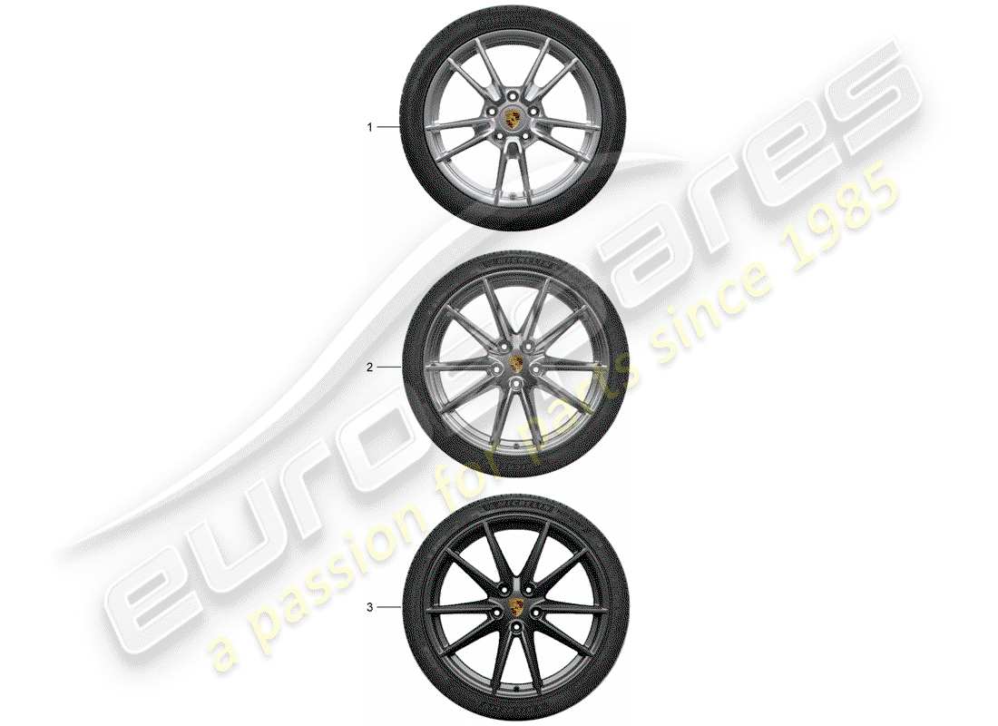 porsche 2017 (tequipment 98x/99x) 1 régler des jantes en aluminium avec schéma des pièces