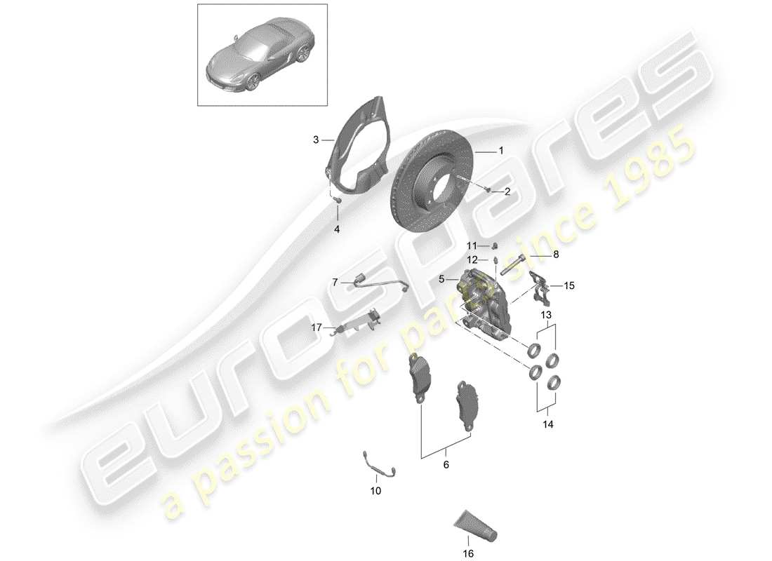 porsche 2016 (981 boxster) freins à disque schéma des pièces