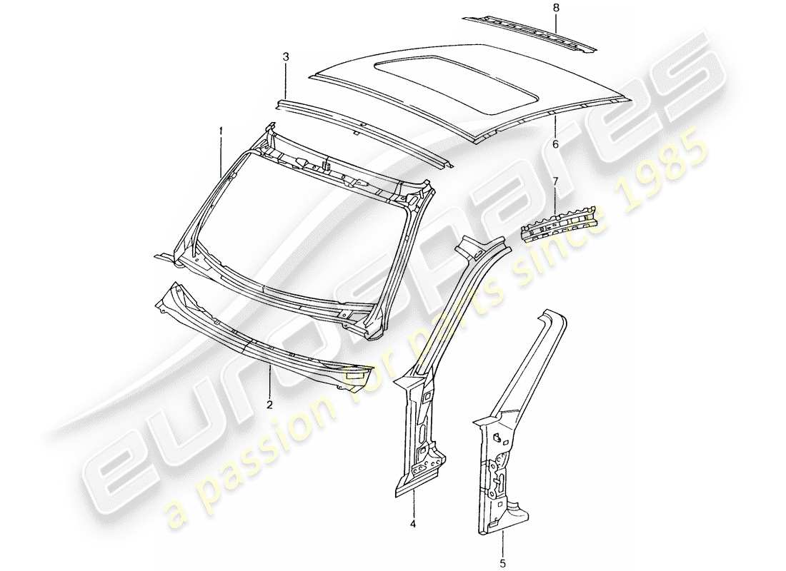 porsche 2001 (996) diagramme des pièces du capot