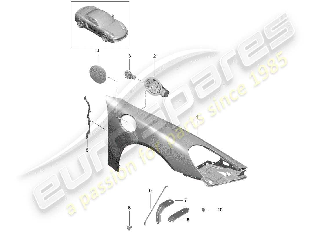 porsche 2013 (981 boxster) aile schéma des pièces
