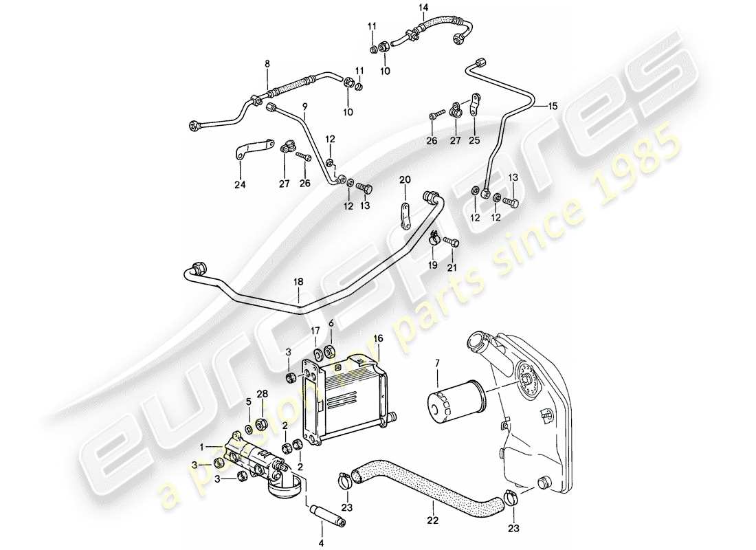 porsche 1986 (911) lubrification moteur - pompe à huile - conduites - voir informations techniques - gr.1 nr.1/1a-85 schéma des pièces
