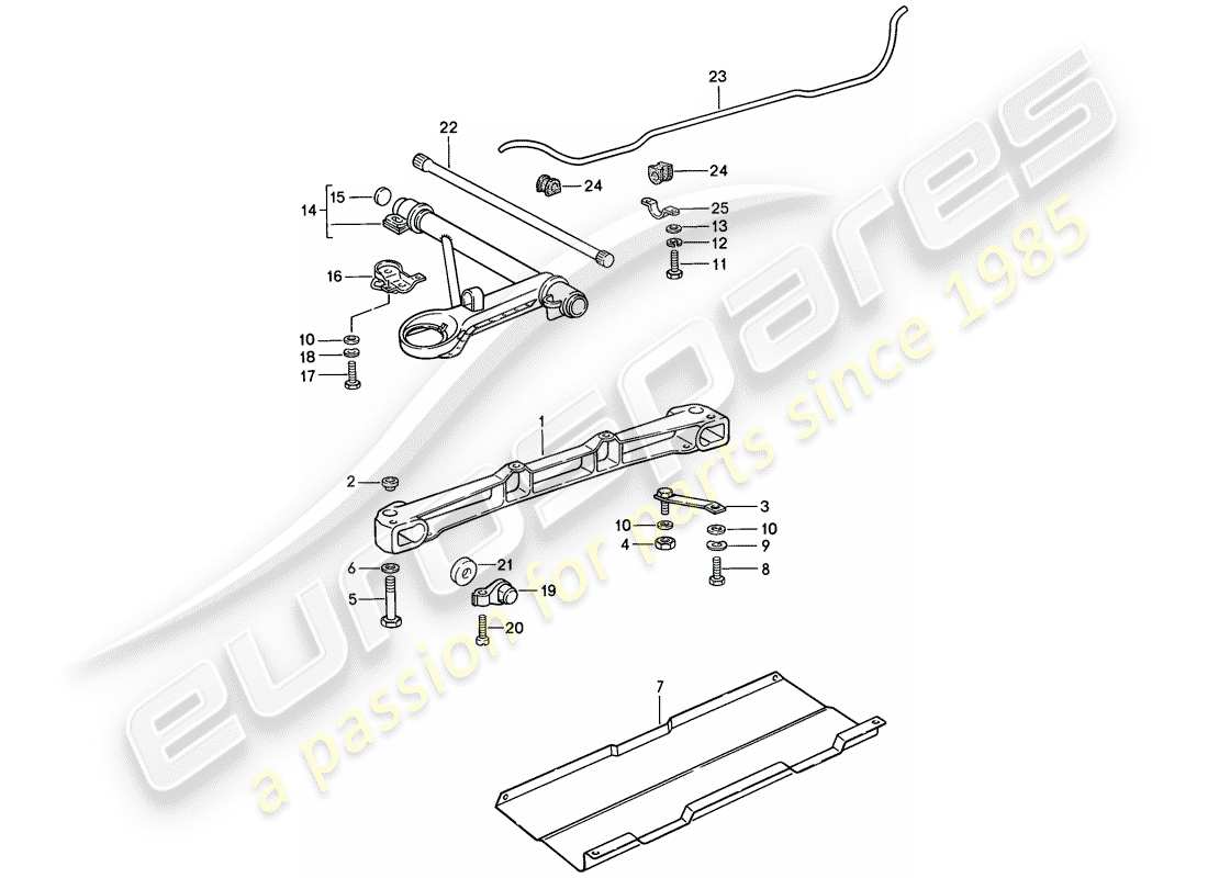 porsche 1986 (911) essieu avant - stabilisateur schéma des pièces
