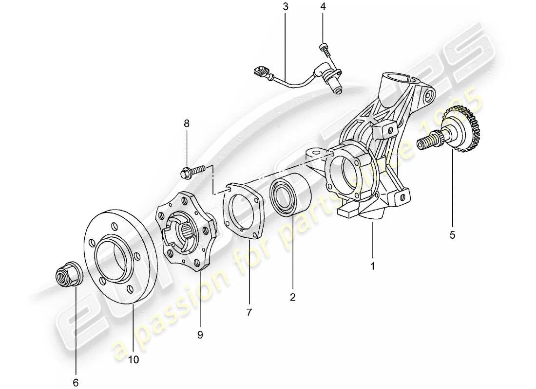 porsche 2000 (996) porte-roue - moyeu de roue schéma des pièces